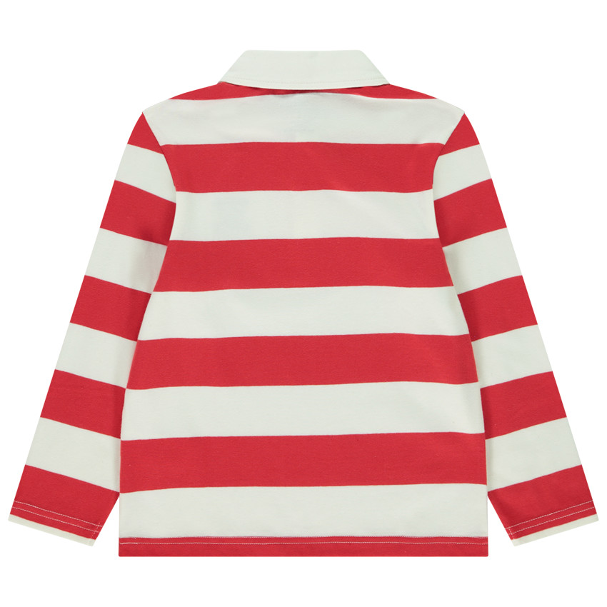 Poloshirt met gestreept patroon en geborduurd basketbal logo voor jongens 