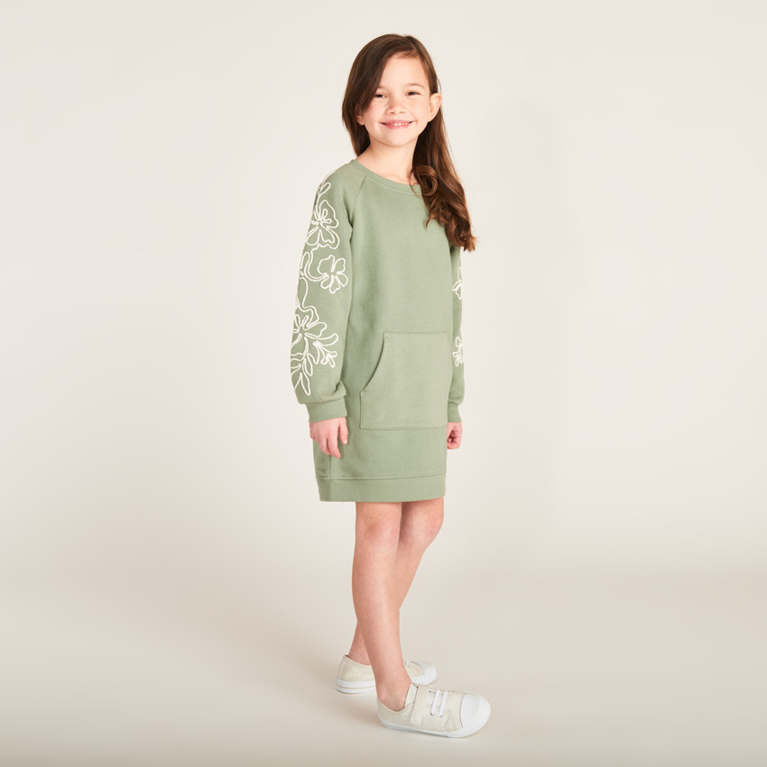 Sweatjurk van fleece met bloemenkoord voor meisjes 