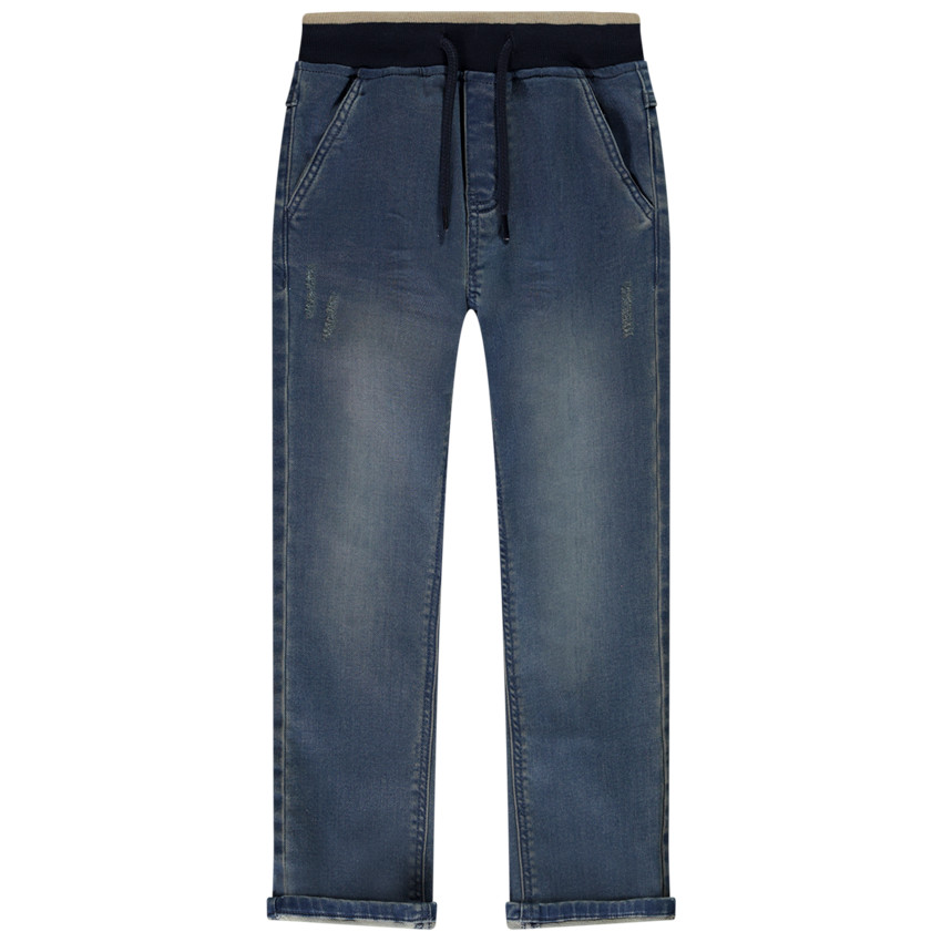 Jean droit motif dinosaure en relief sur la poche pour garçon 