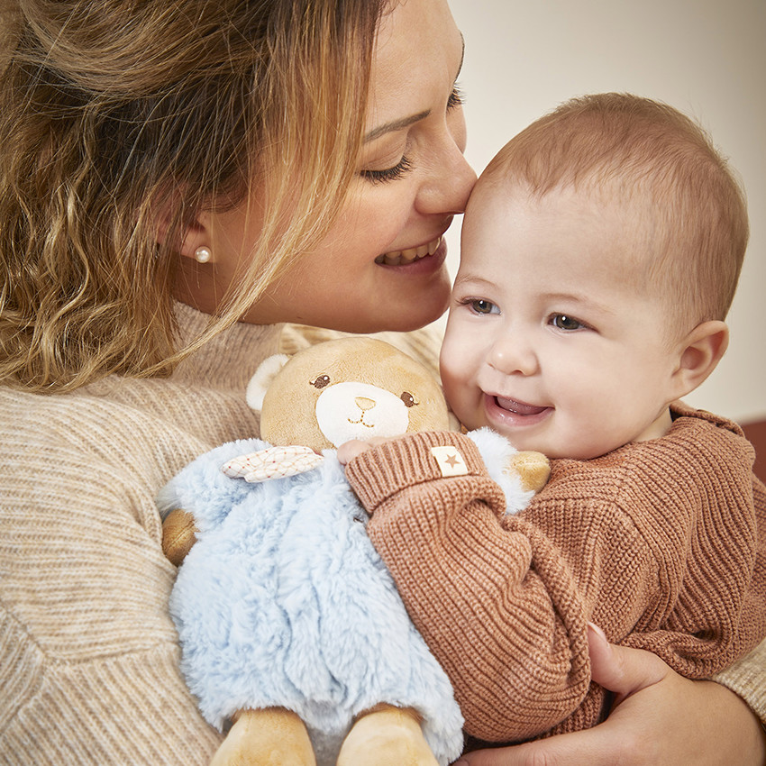 Peluche ours Patapouf 17cm bleu 