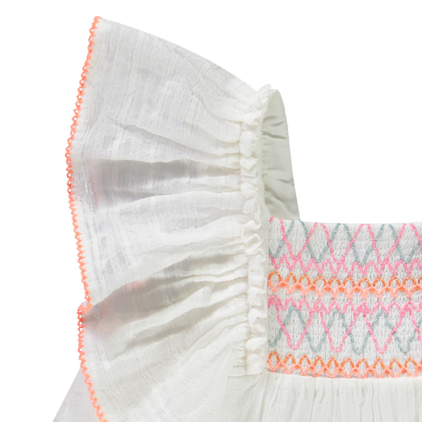 Tunique manches courtes volantées avec haut effet smocke pour fille 