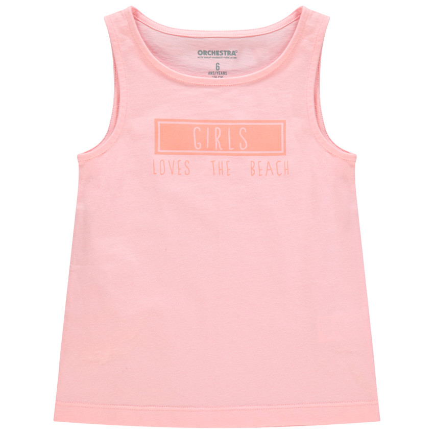 Débardeur rose à message printé 