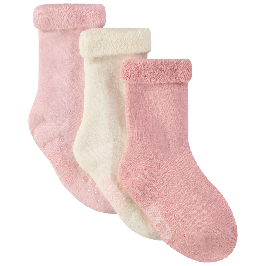 Lot de 3 paires de chaussettes c½ur bébé fille BASICS - lot rose clair