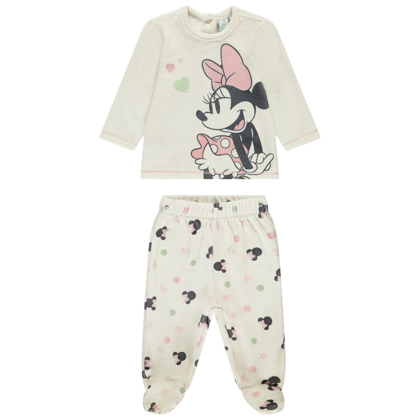 Pyjama 2 pièces Minnie Disney pour bébé fille avec finitions différentes selon l'âge 