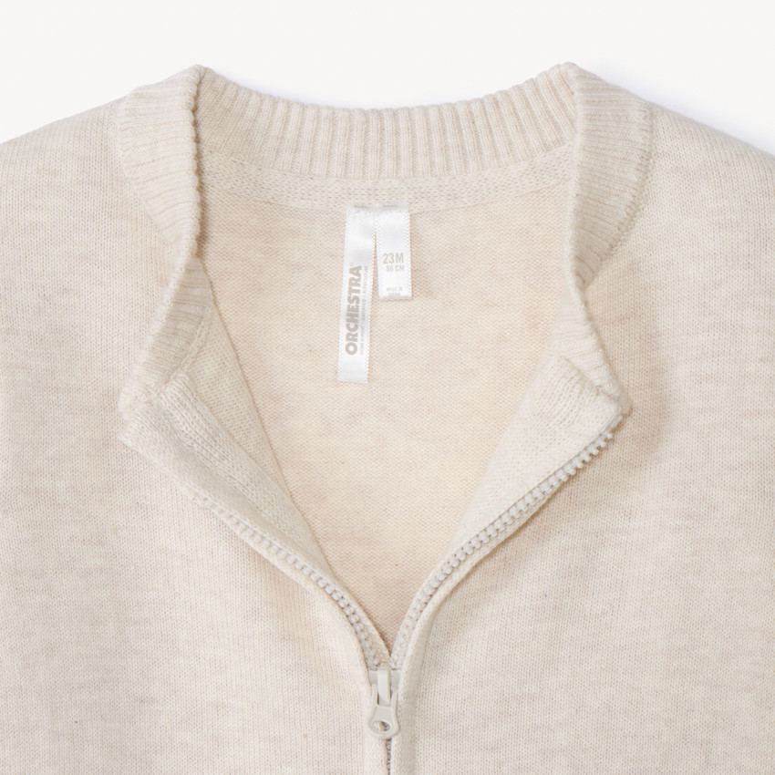 Gilet en tricot uni avec col teddy pour bébé garçon 