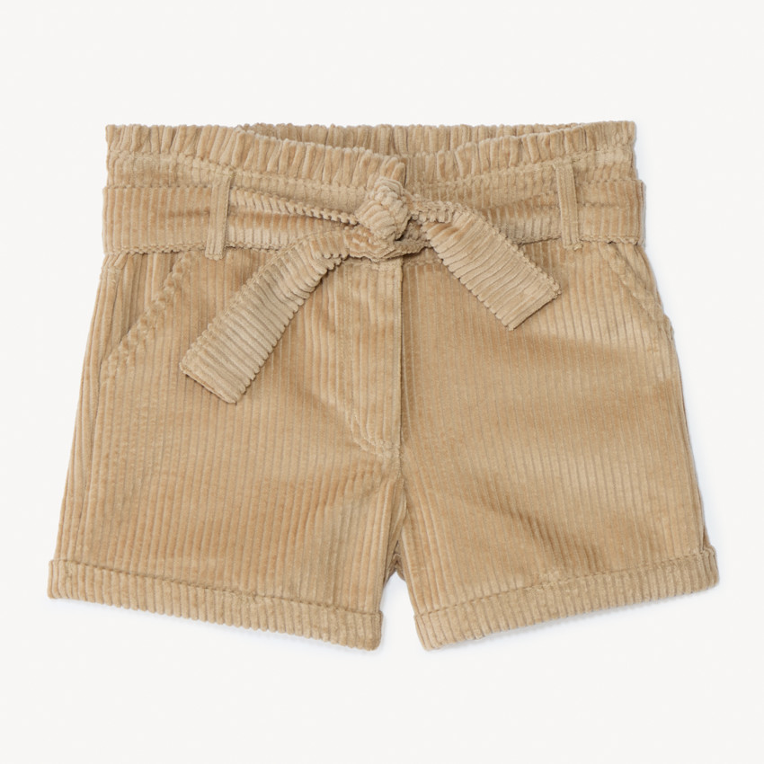 Short en velours côtelé + ceinture à nouer pour fille 