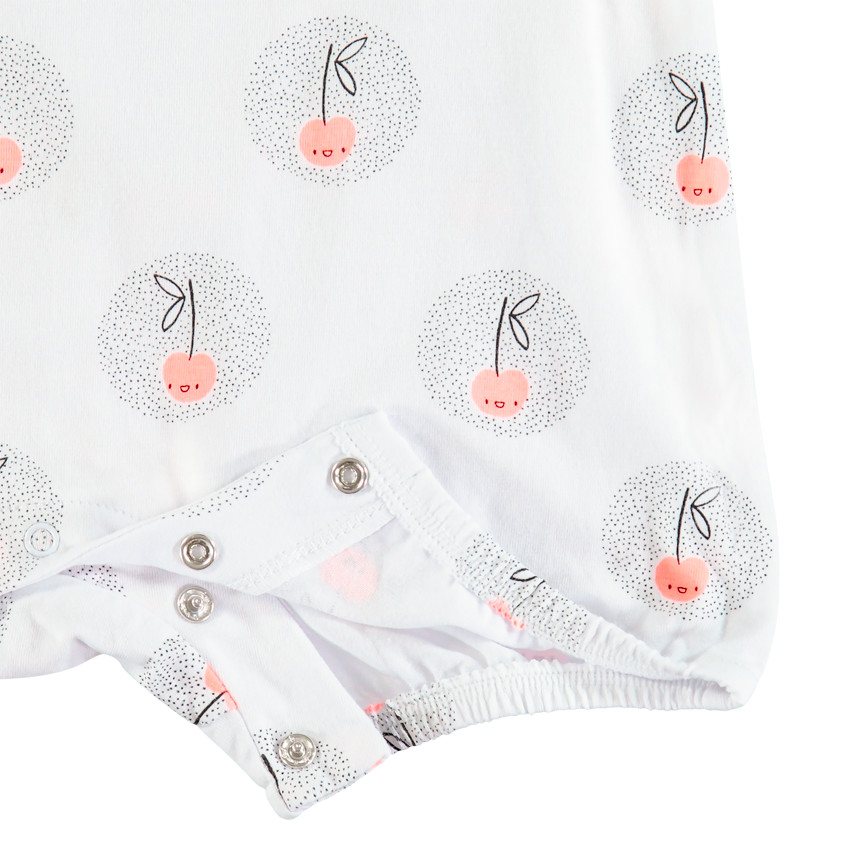 Kort kruippakje met kersen all-over voor babymeisjes 