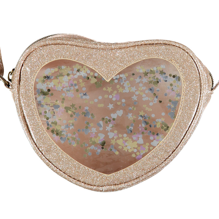 Sac forme coeur en bandoulière à paillettes 