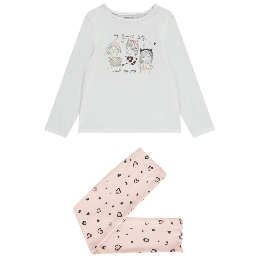 Pyjama 2-delig in bedrukt jersey met stippen voor meisjes 