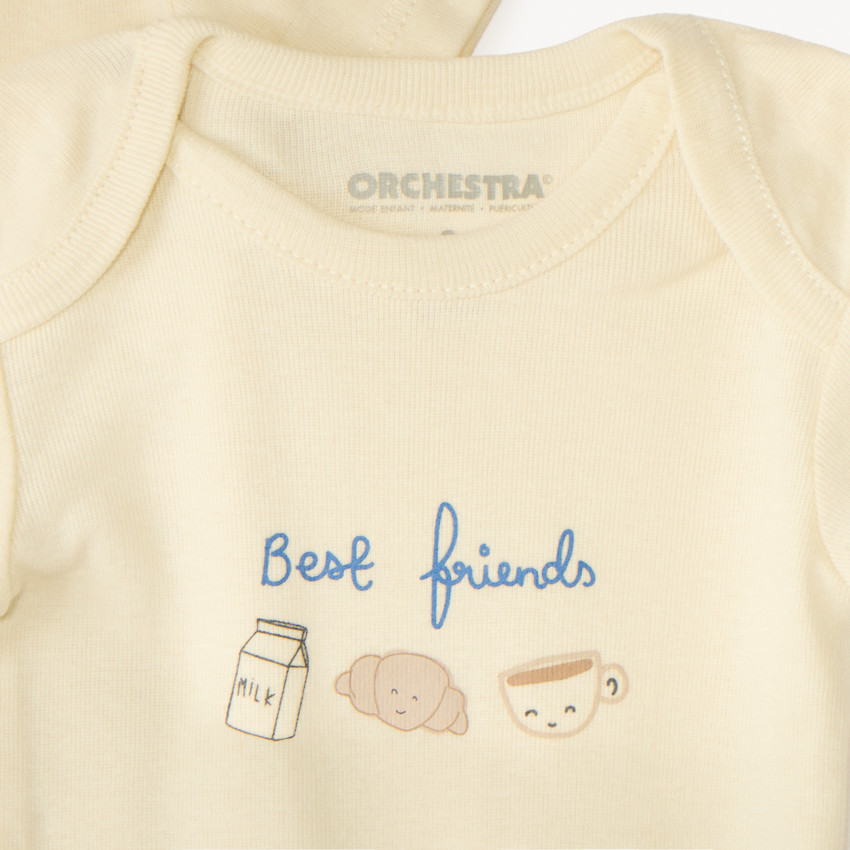 Set van 7 effen baby's rompers met fantasieprint 