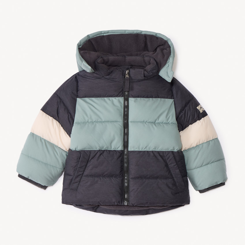Gewatteerde donsjas met colorblock-effect voor babyjongens 