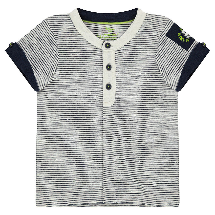 Polo manches courtes rayé all-over avec col fantaisie et ouverture intégrale 