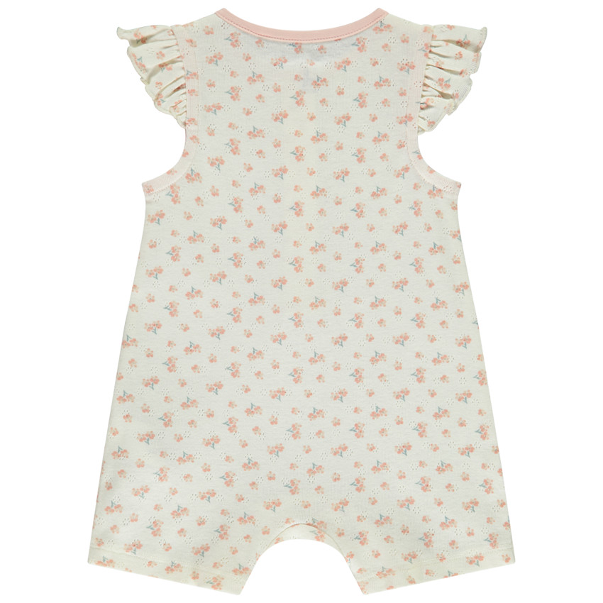 Combinaison courtes en maille côte et motif jacquard pour bébé fille 