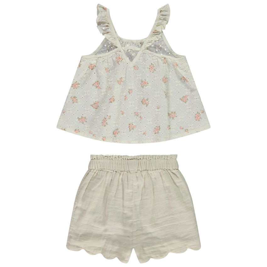 Set van short + top met Engels borduursel en fantasieprint voor meisjes 