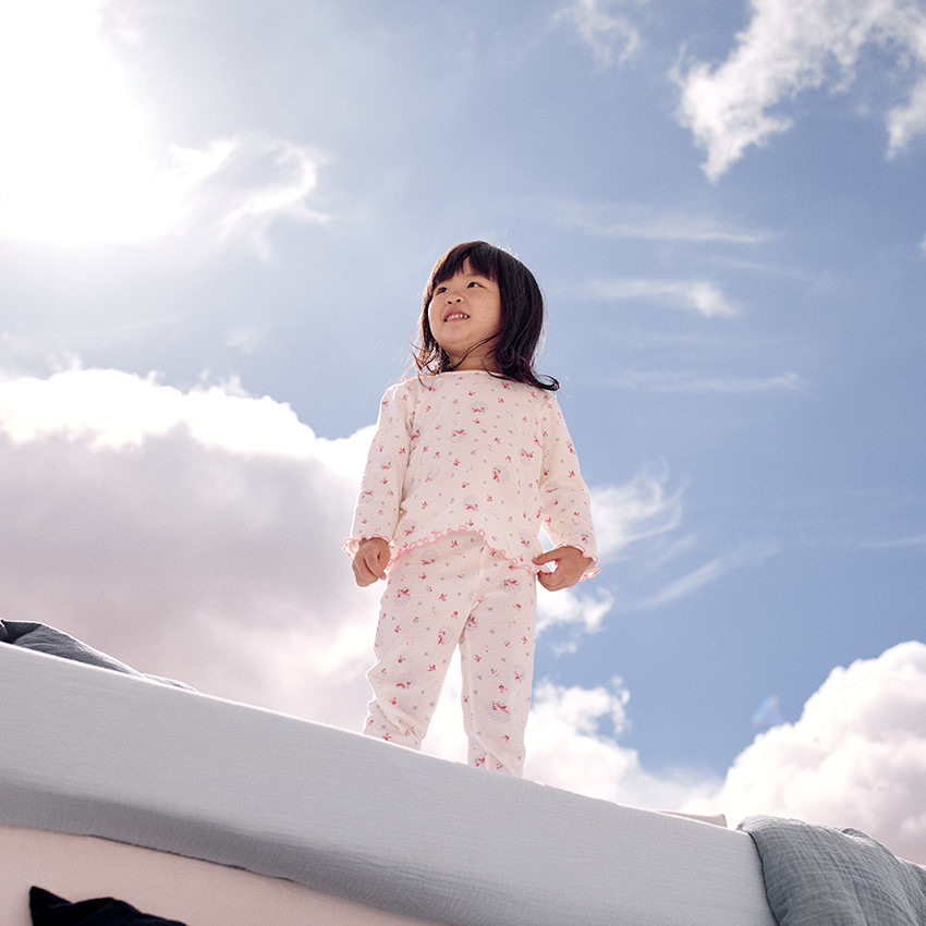 Pyjama 2 pièces effet côtelé et imprimé oiseaux pour bébé fille 