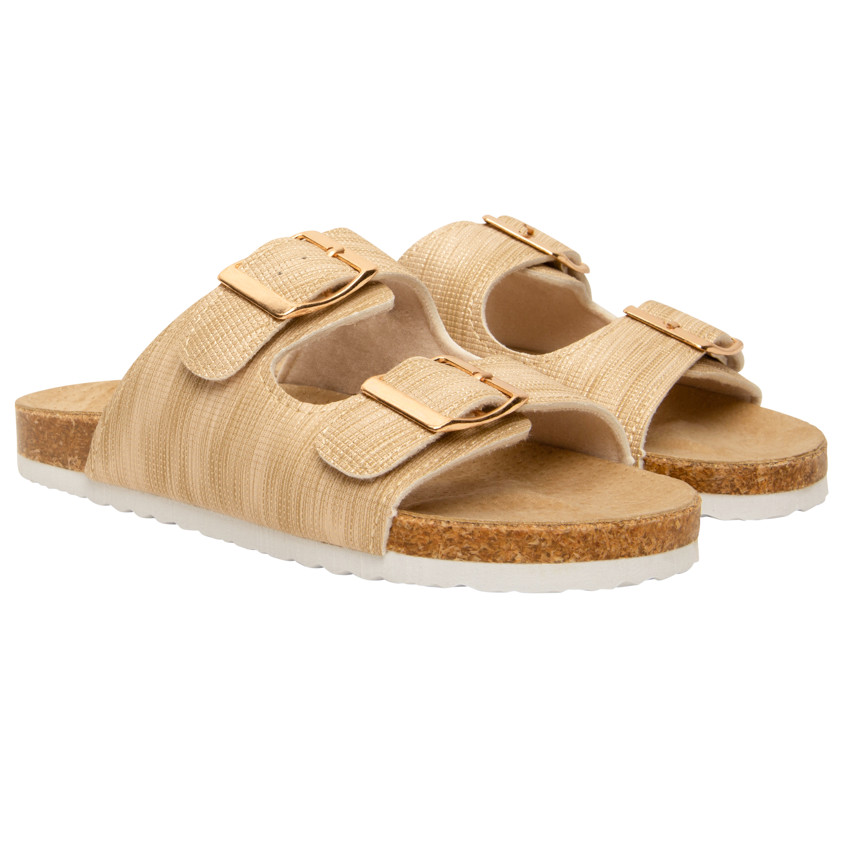 Gouden sandalen met dubbele gespen voor meisjes 