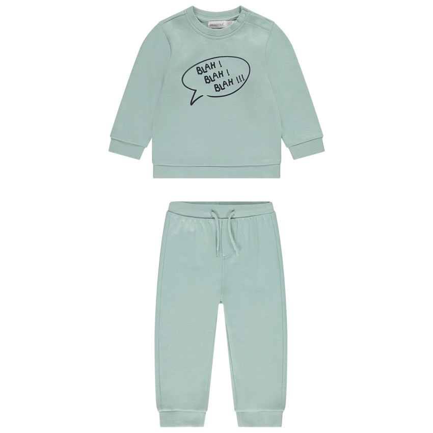 Ensemble en molleton sweat printé + jogging uni pour bébé garçon 