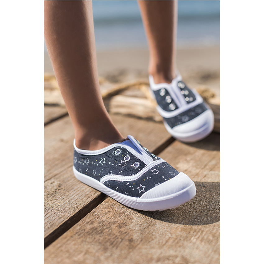 Lage linnen sneakers met sterrenprint "all-over" 