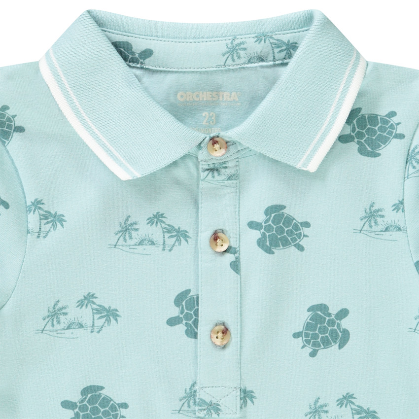 Polo met korte mouwen in bedrukt jersey voor babyjongen 