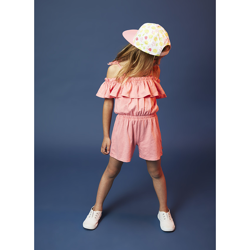 Korte jumpsuit met volant en bretellen meisjes 