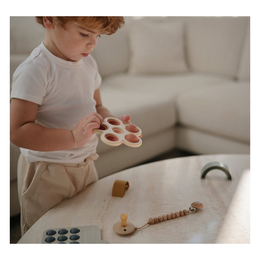 Speelgoed bloemenpers en bijtring - Rose/Blush 