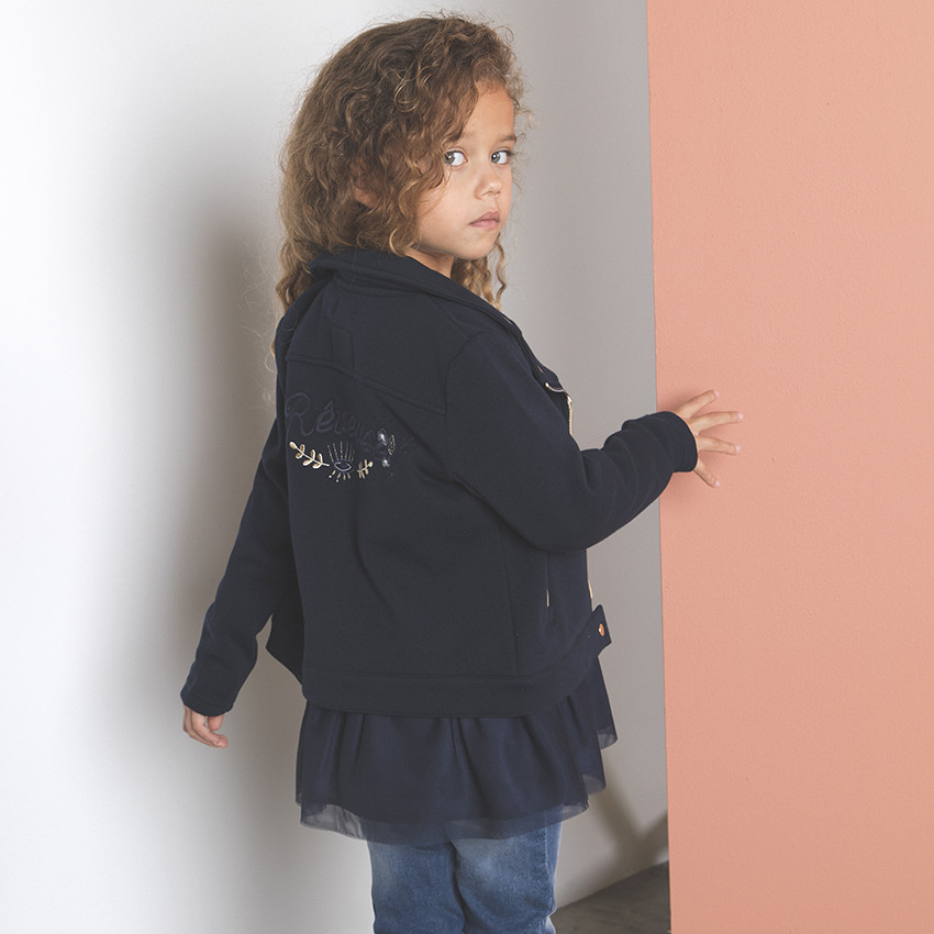 Perfecto bleu marine doublé sherpa pour enfant fille 