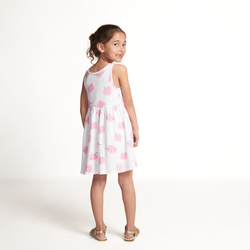 Robe sans manches imprimé fraises pour fille 