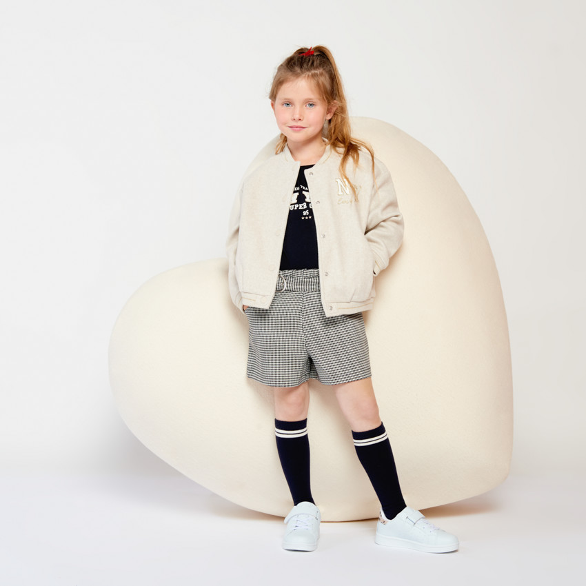 Short en pied de poule pour fille 