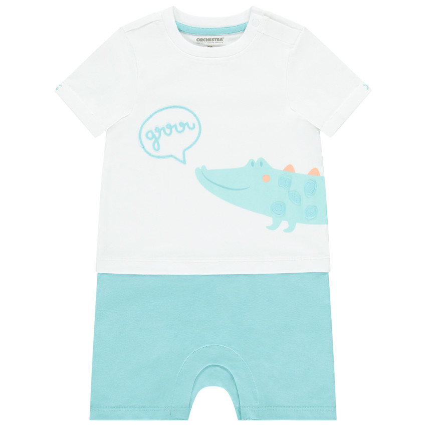 Set van 2 korte jumpsuits met 2 in 1 effect voor baby jongen 
