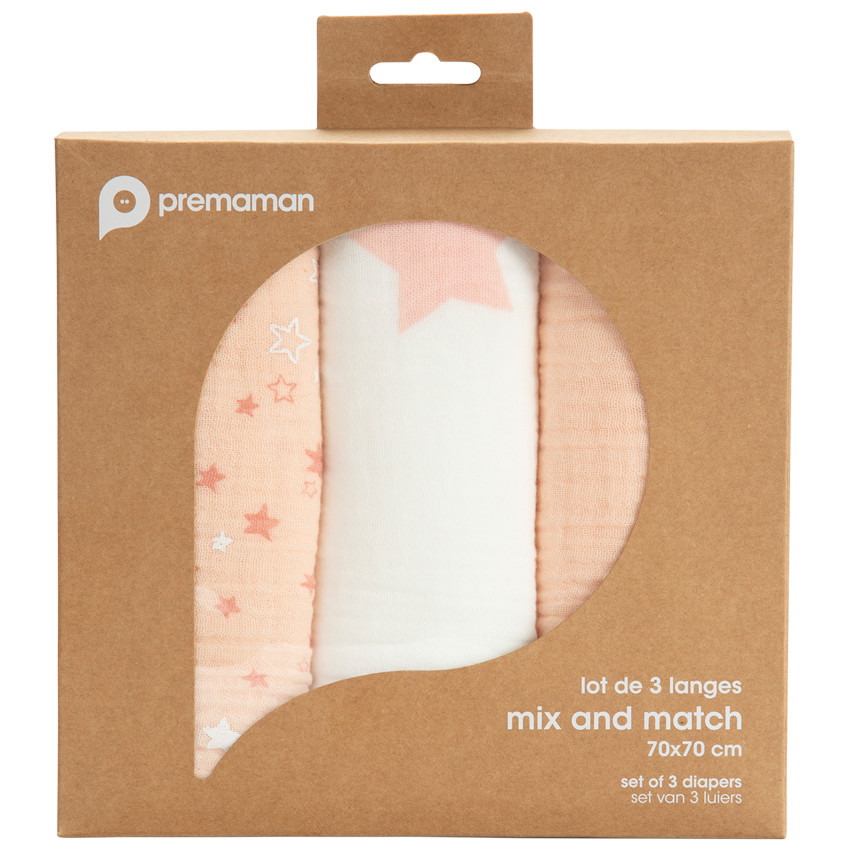 Lot de 3 langes en tétra motif étoiles 