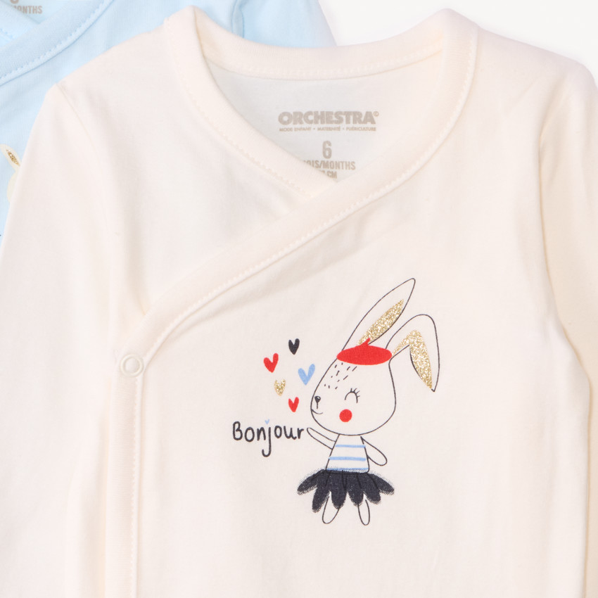 Lot de 7 bodies manches longues fantaisie pour bébé fille avec ouvertures différentes selon l'âge 