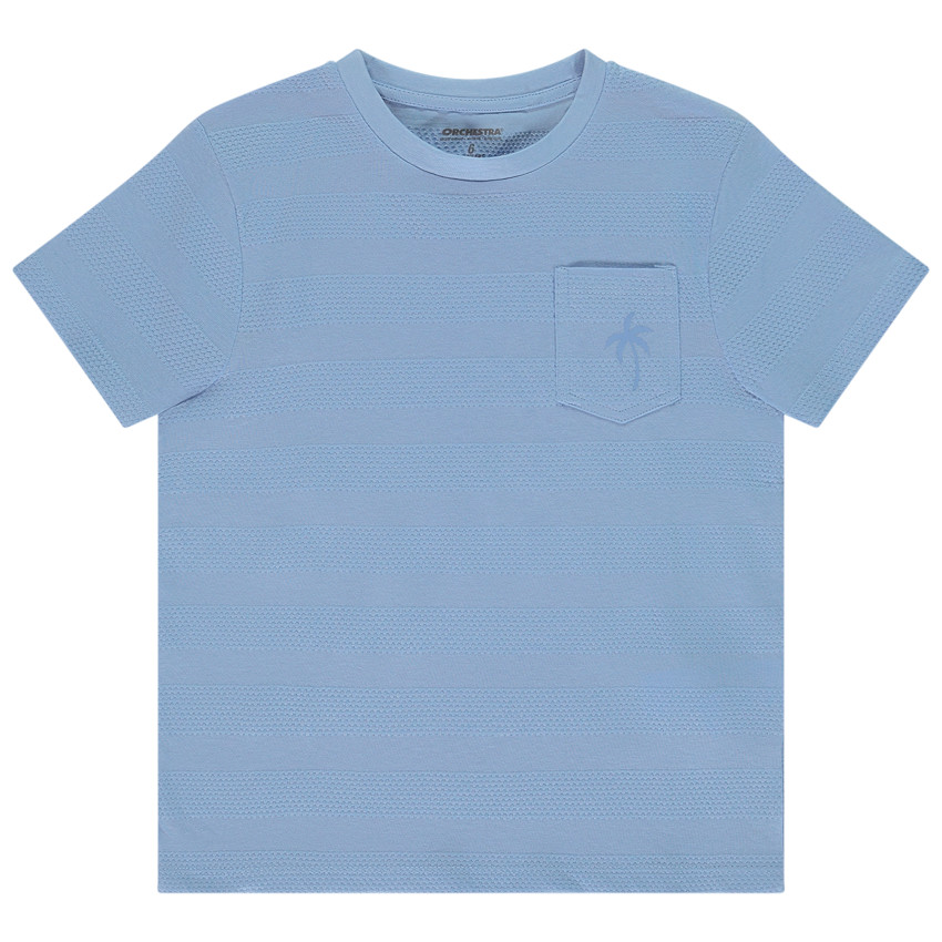 T-shirt manches courtes uni effet bandes texturées pour garçon 