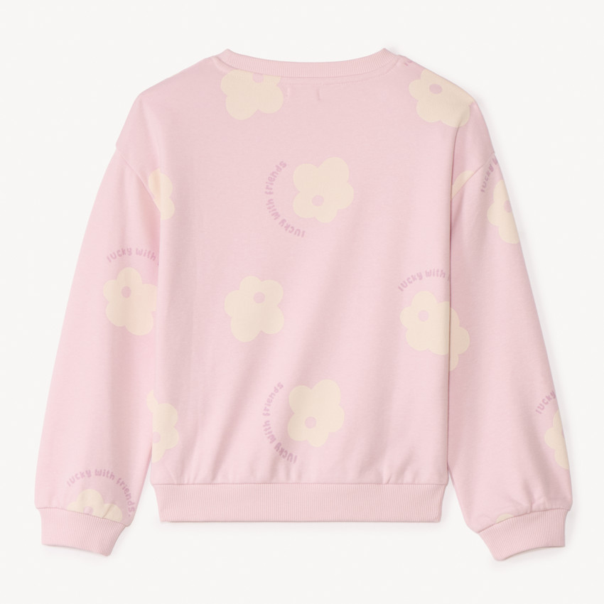 Oversized fleece sweatshirt met bloemendruk voor meisjes 