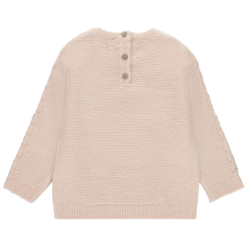 Pull uni rose en tricot multipoint pour bébé fille 