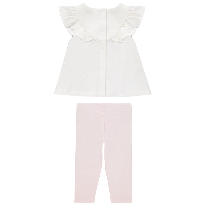 Ensemble avec tunique print lapin et corsaire rose 