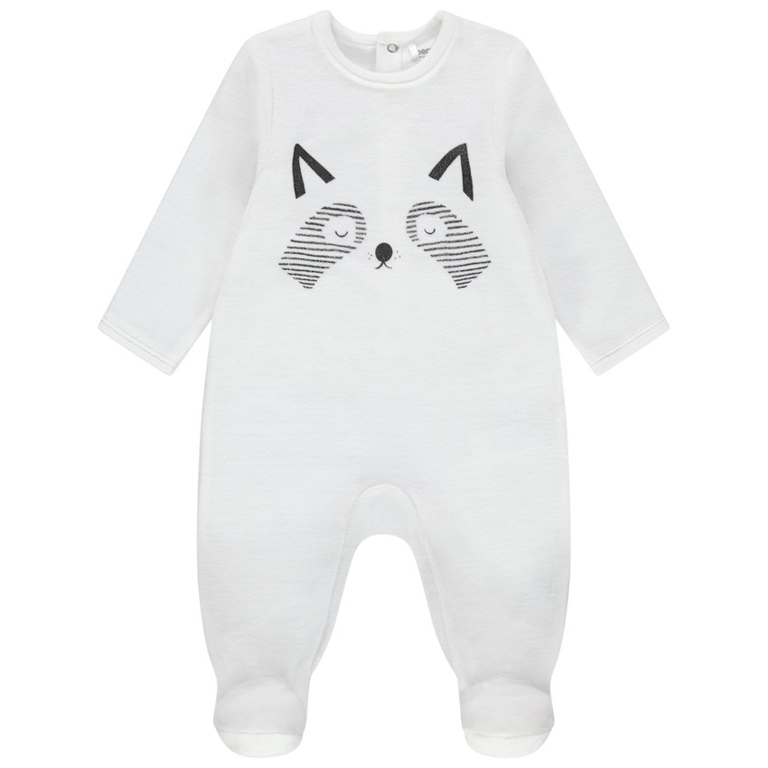 Dors-bien en velours blanc motif animal 