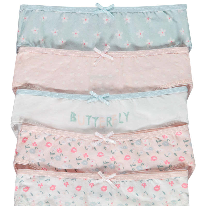Lot de 5 culottes en jersey imprimé fantaisie pour fille 