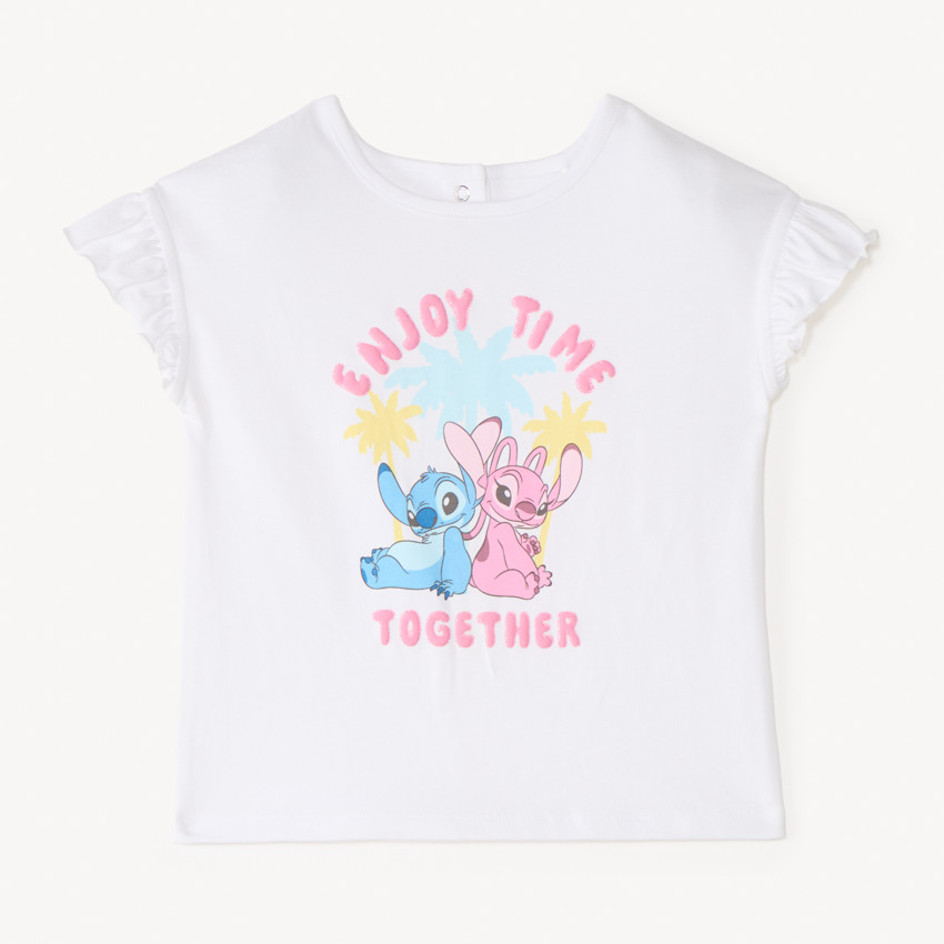 T-shirt manches courtes print Stitch et Angel Disney pour bébé fille 