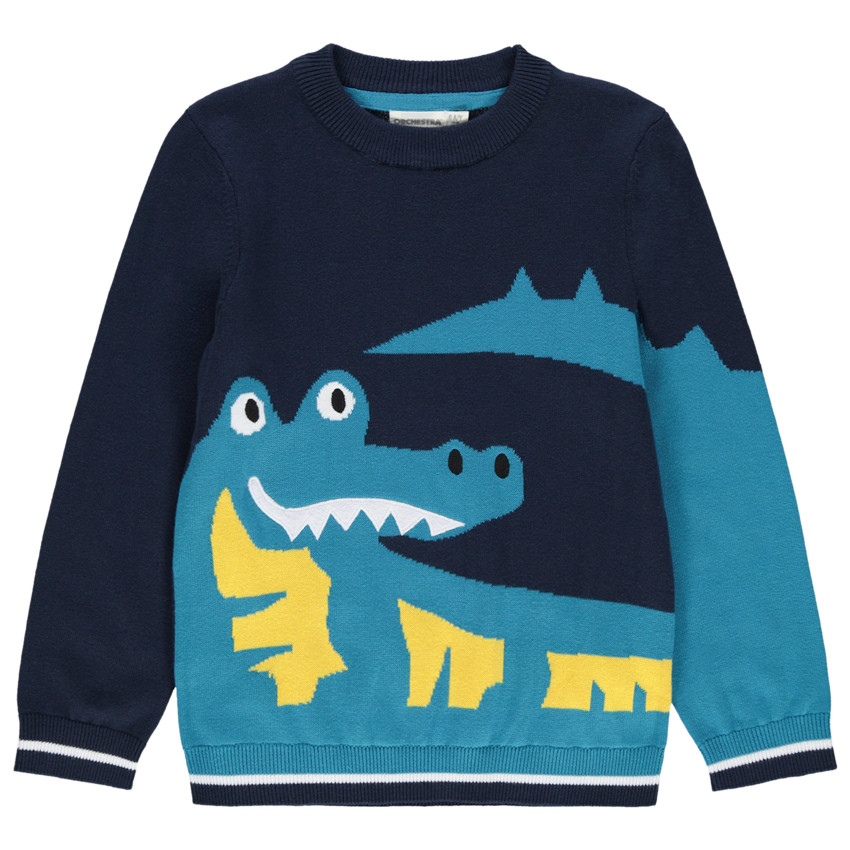 Pull en tricot avec crocodile en jacquard 