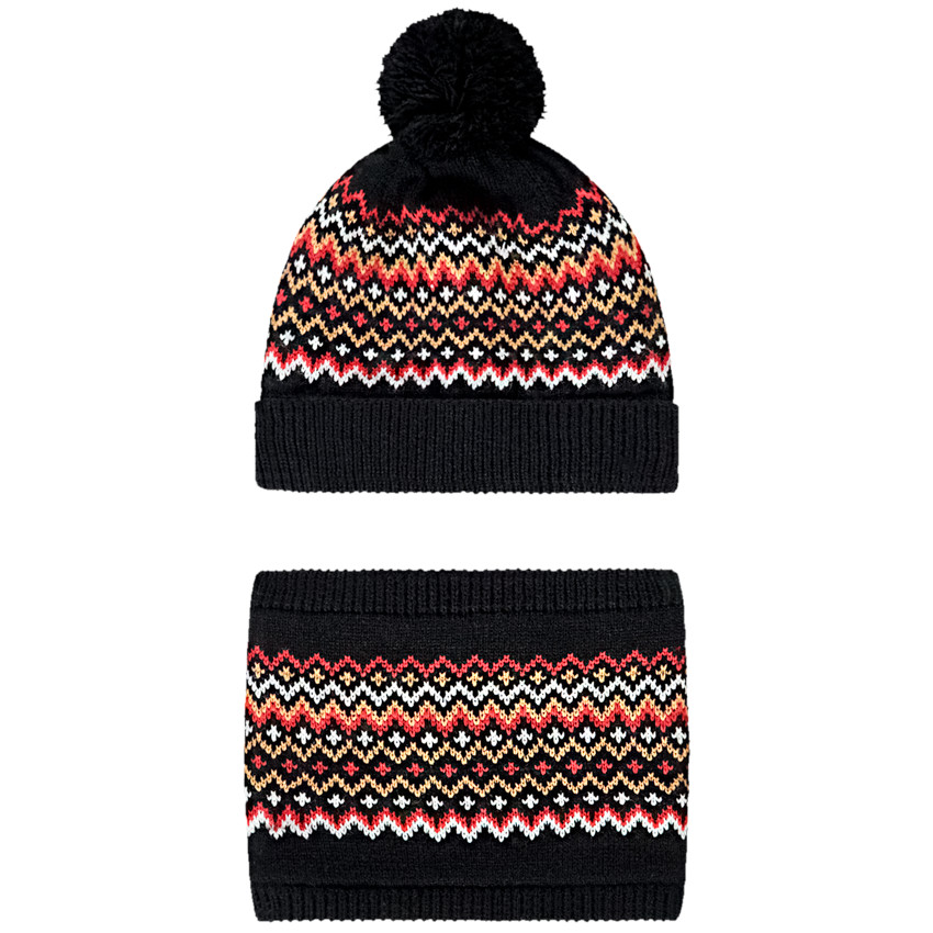 Set en tricot jacquard bonnet + snood doublés pour garçon 