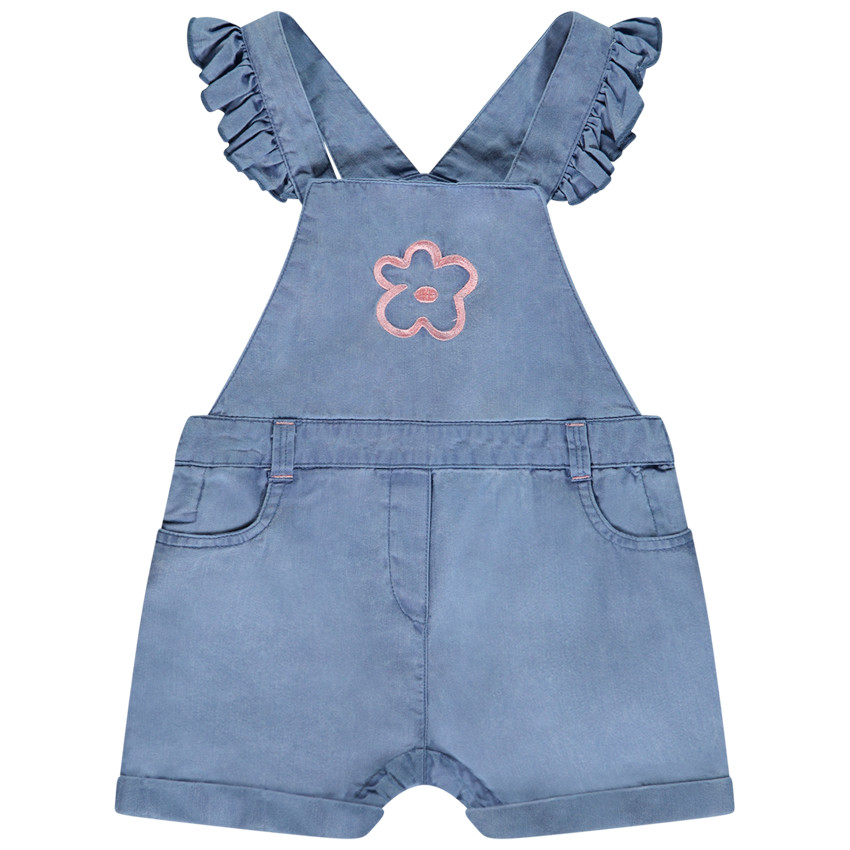 Korte jumpsuit met geborduurde bloem voor meisjes 