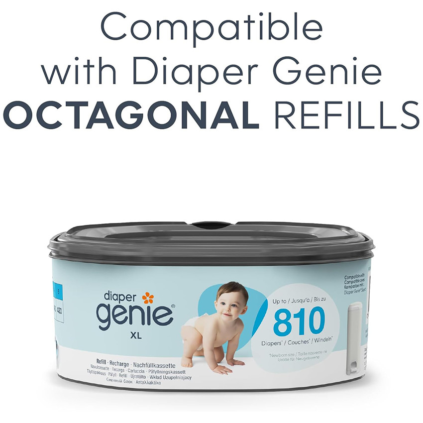 Poubelle à couches Genie Select + 1 recharge octogonale- Vert 