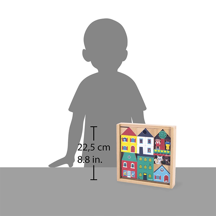 Set van 36 Houten Blokken City Cross Roads 