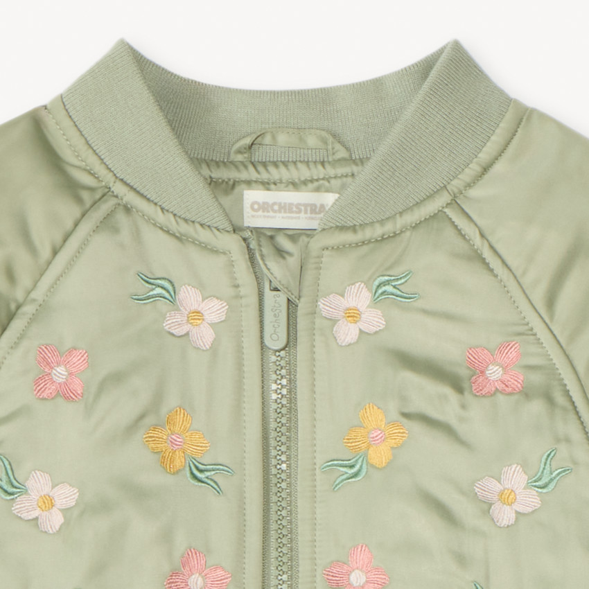 Bomber en toile satinée avec détails brodés pour fille  