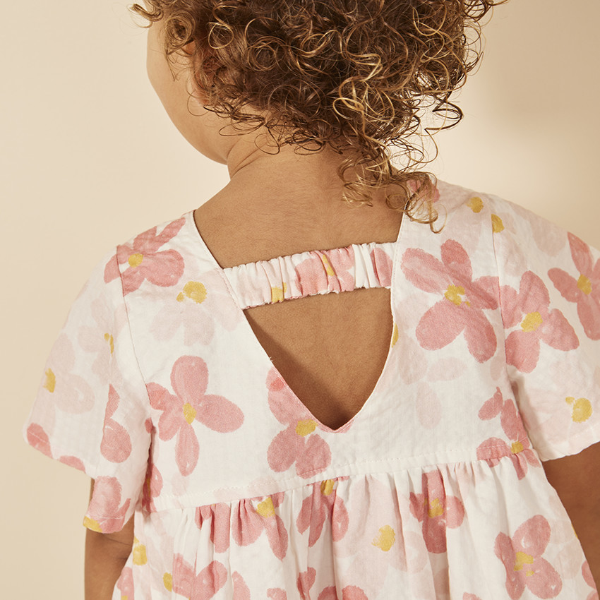 Jurk met korte mouwen en bloemenprint voor babymeisjes 
