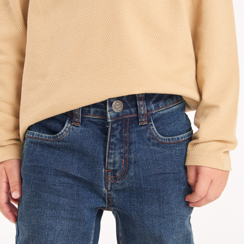 Jeans slim fit in denim met contrasterende naden jongens 