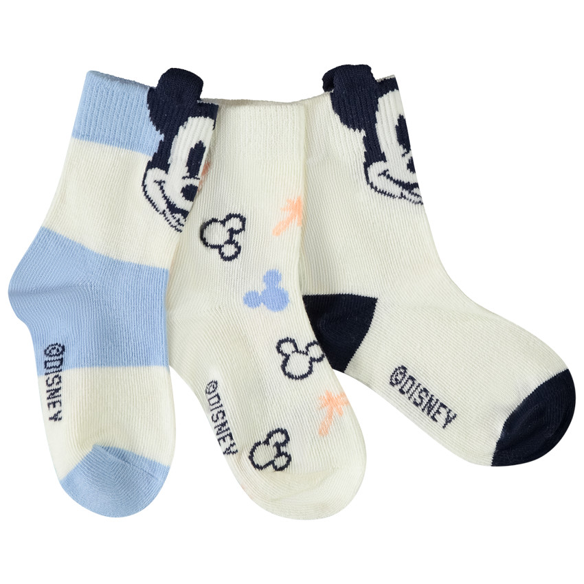 Lot de 3 paires de chaussettes Mickey Disney avec relief pour bébé garçon 