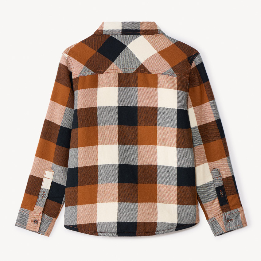 Overhemd in flanel met sherpa voering, geruit voor jongens 