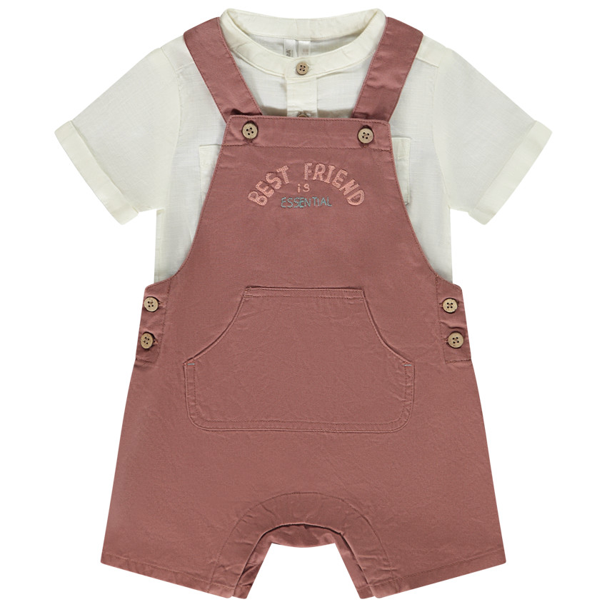 Ensemble 2 pièces salopette + chemise col mao pour bébé garçon 