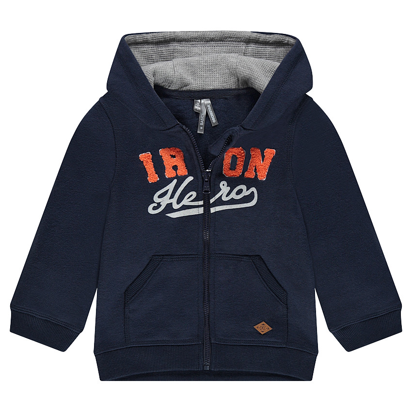 Gilet à capuche en molleton avec inscription en bouclette 